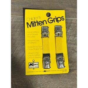 Vintage Kmart Childrens Mitten Grips Yellow Elastic Glove Clips New Old Stock